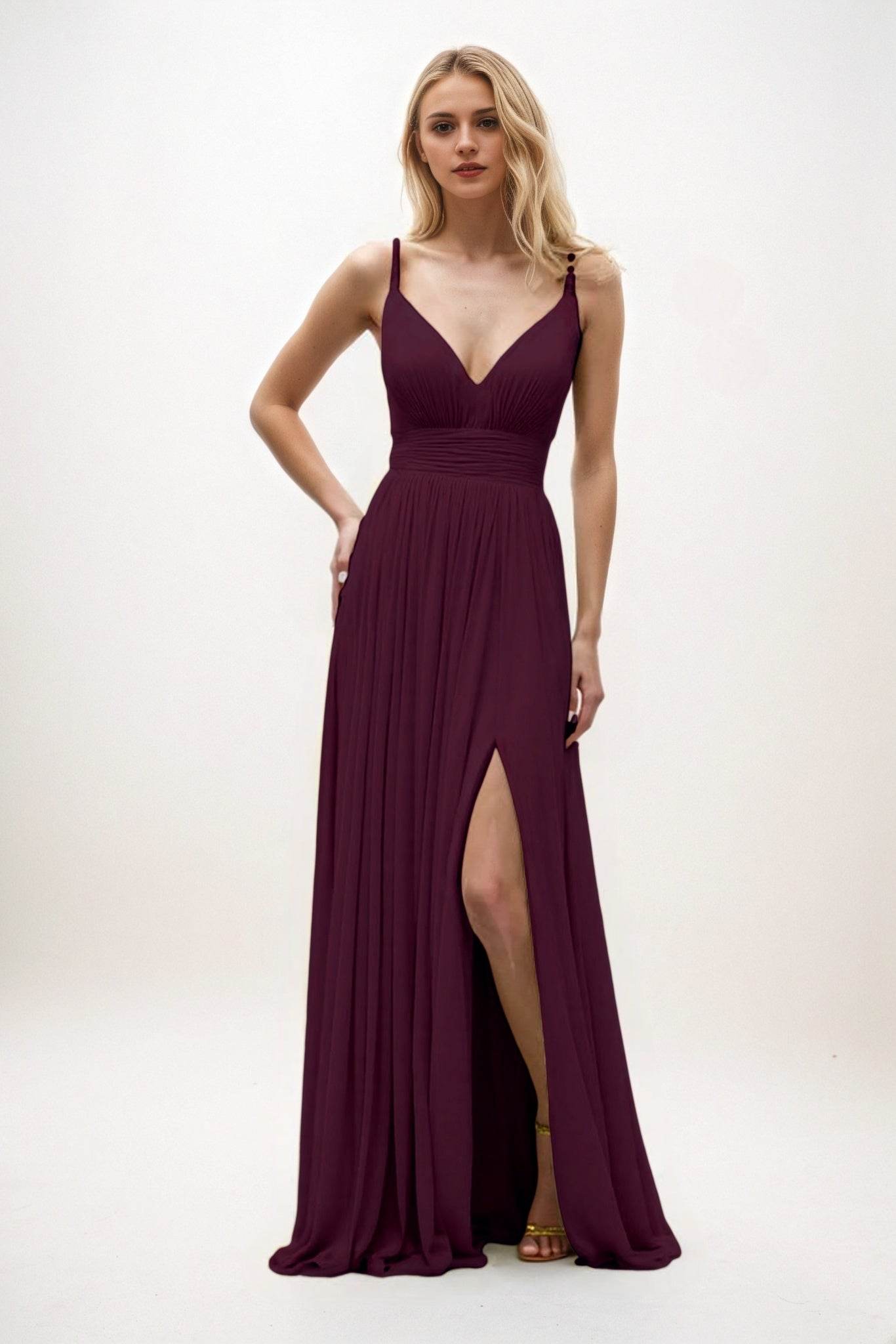 A-Line Maxi Chiffon Bridesmaid Dress CB0825 - COCOMELODY
